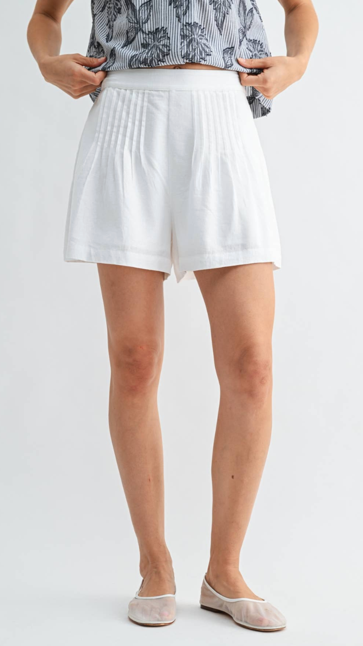 Ivory Pleated Shorts