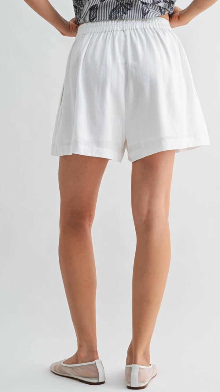 Ivory Pleated Shorts