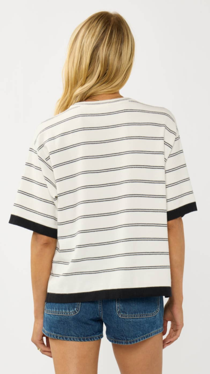 Crewneck Dropped Shoulder Stripe Tee
