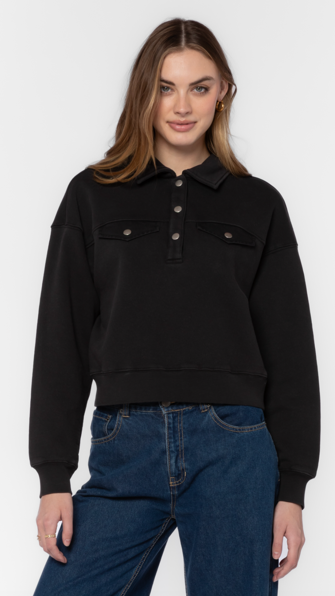 Pop Over French Terry Sweatshirt And Barrel Pants Set