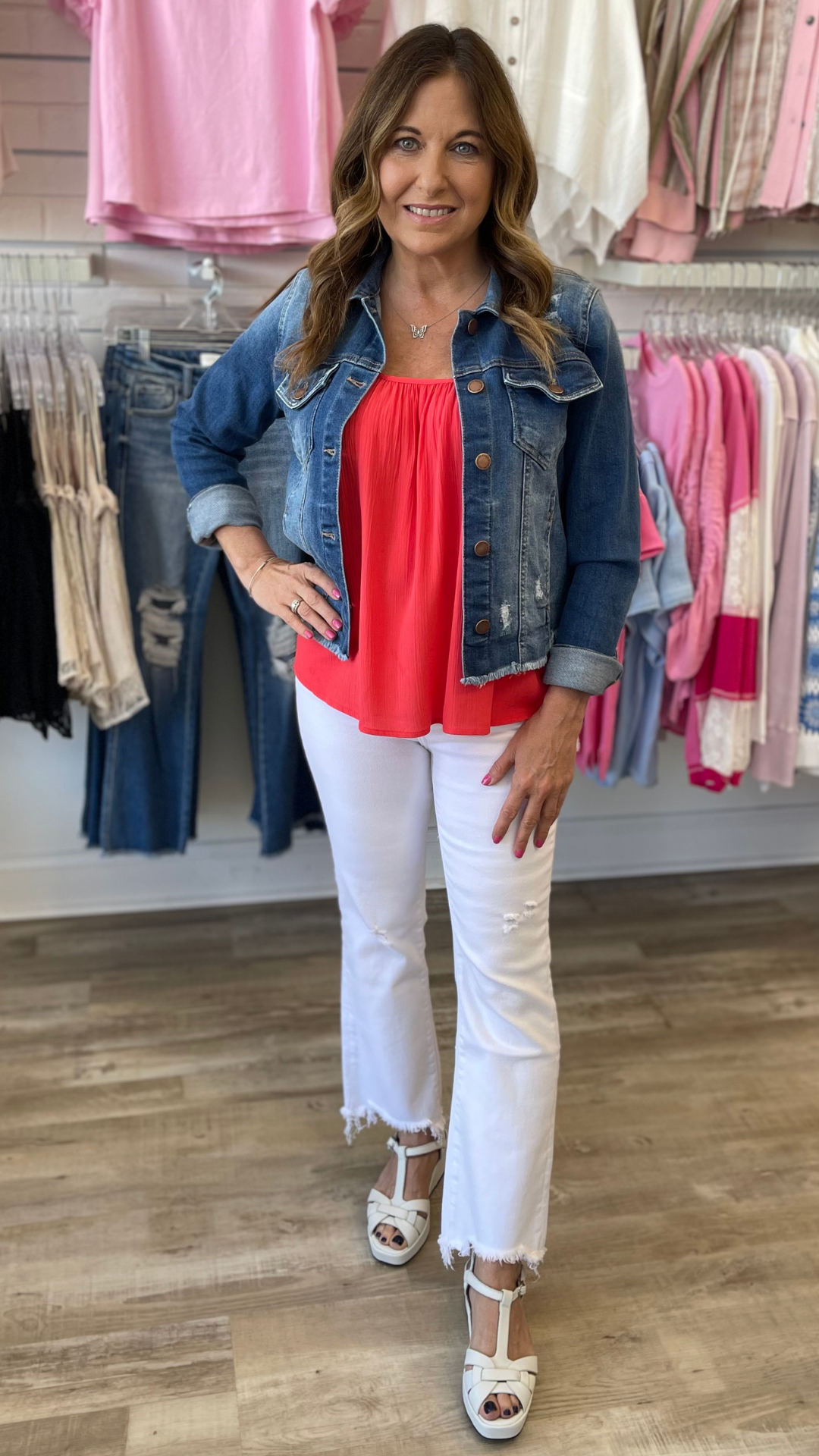 White Mid Rise Distressed Hem Ankle Bootcut Jeans