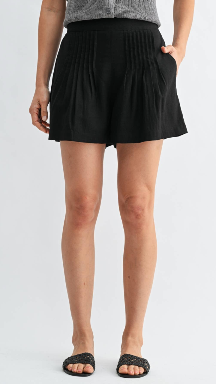 Black Pleated Shorts