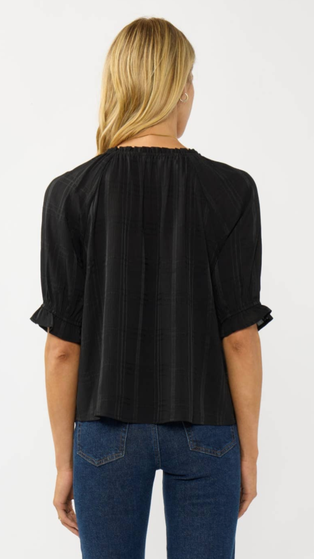 Elbow Sleeve Button Down Blouse