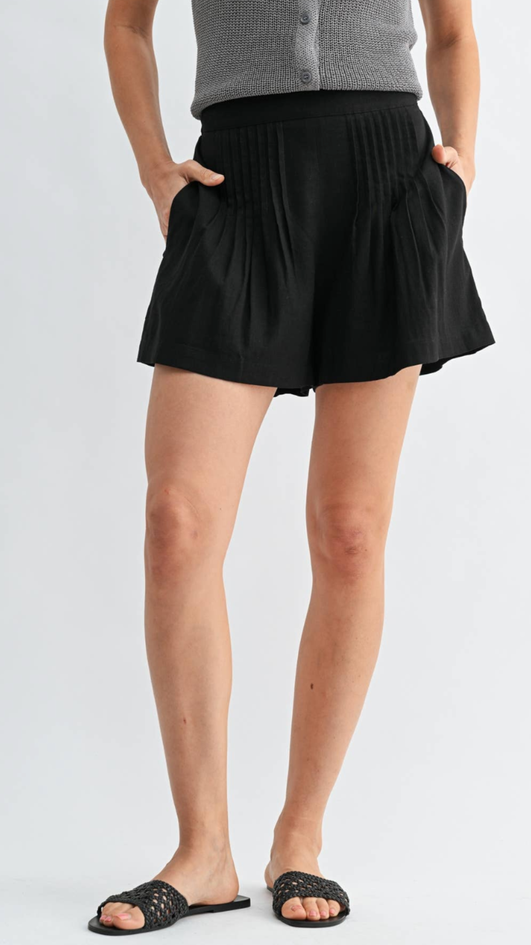 Black Pleated Shorts
