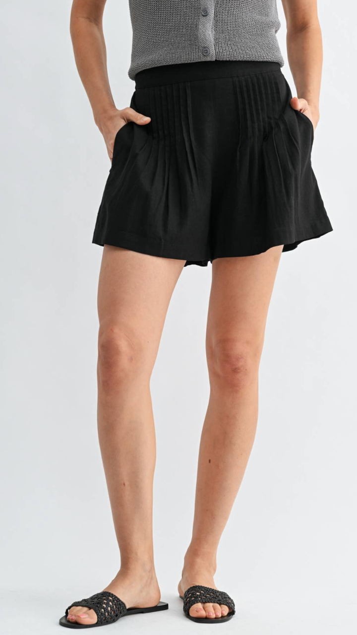 Black Pleated Shorts