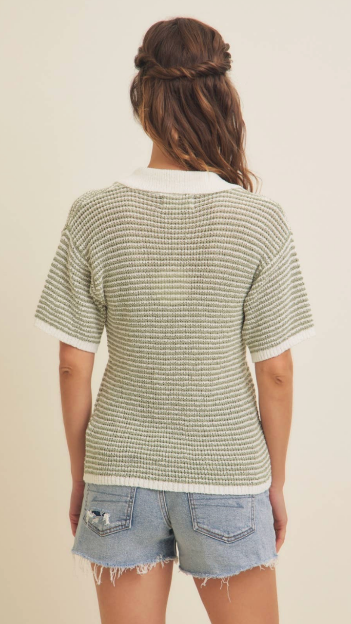 Sage Lightweight Boucle Stripe Sweater