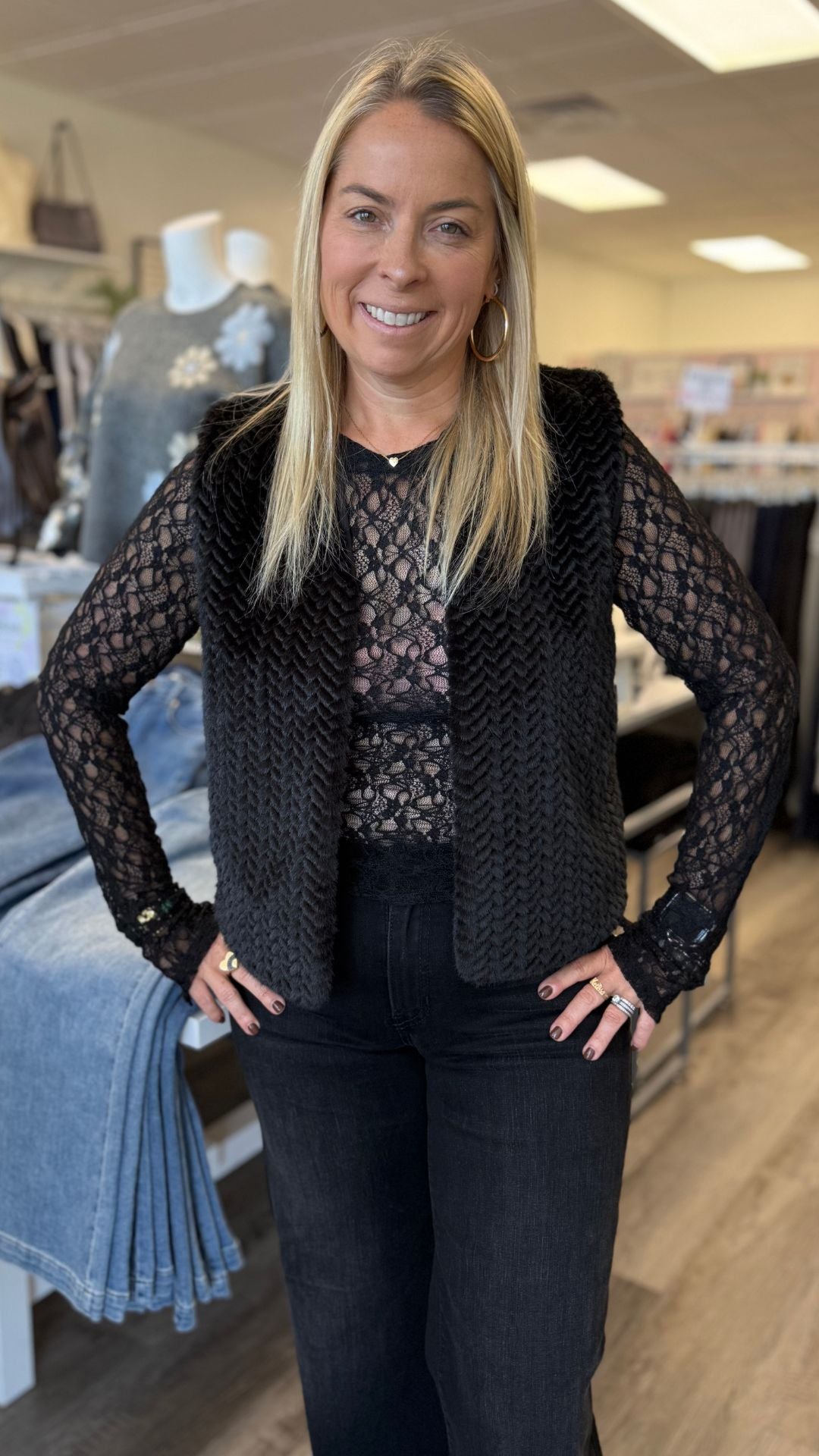 Black Lace Undersweater Top