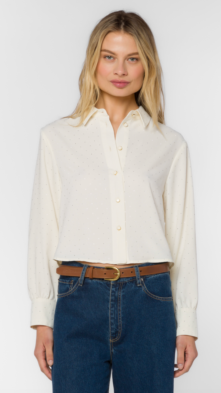Rhinestone Detail Buttoned Top