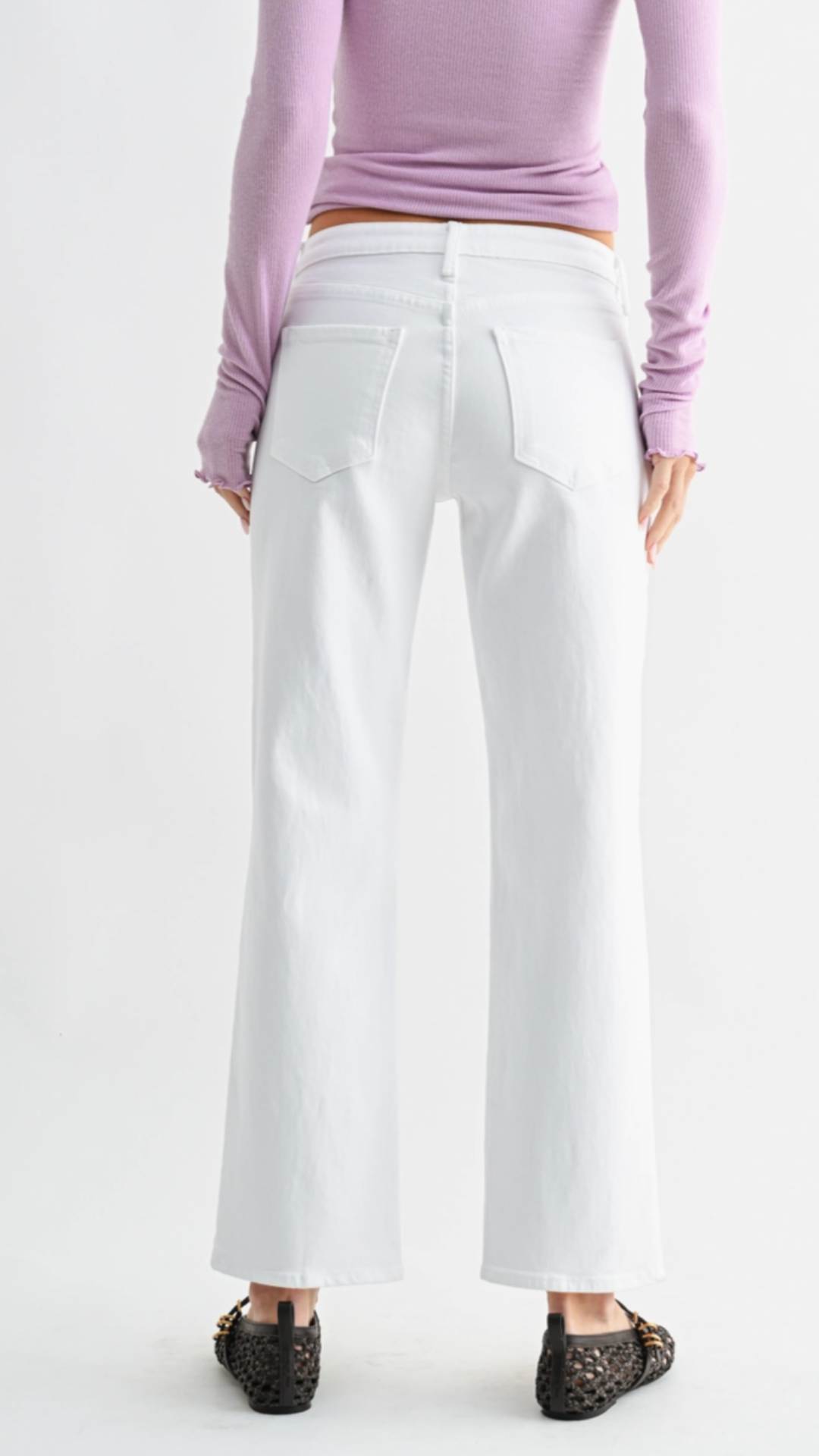 Mid Rise Optic White Stretchy Straight Jeans