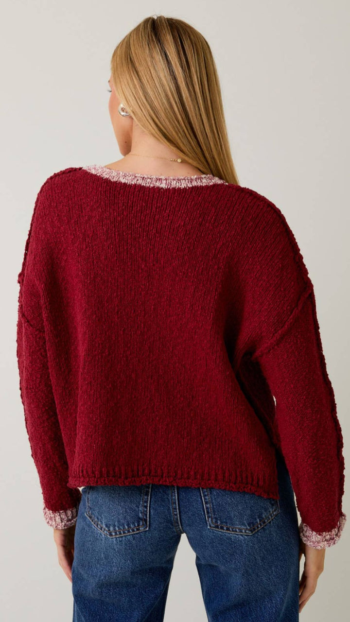 Berry Red Boat Neck Sweater
