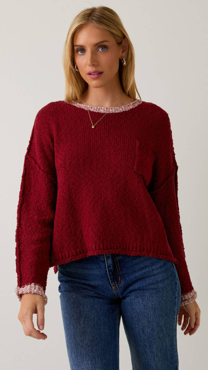 Berry Red Boat Neck Sweater
