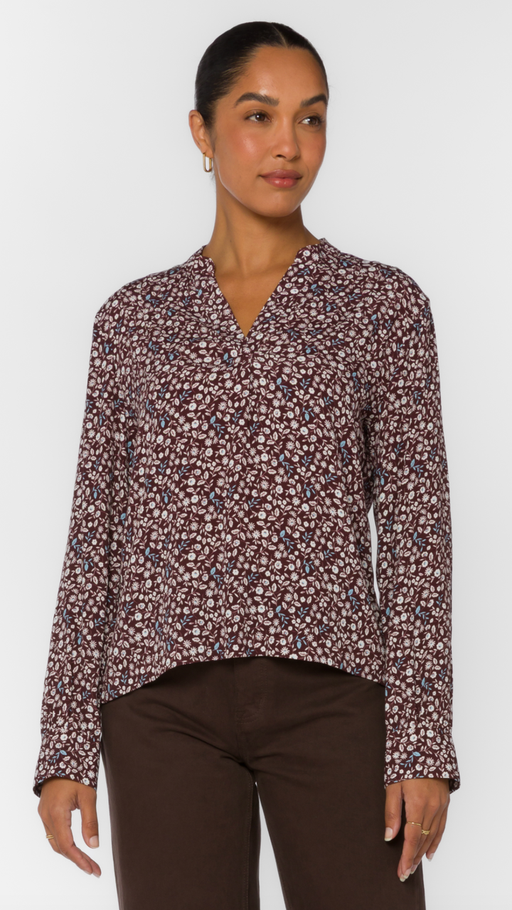 Blackberry Ditsy Floral Buttoned Blouse