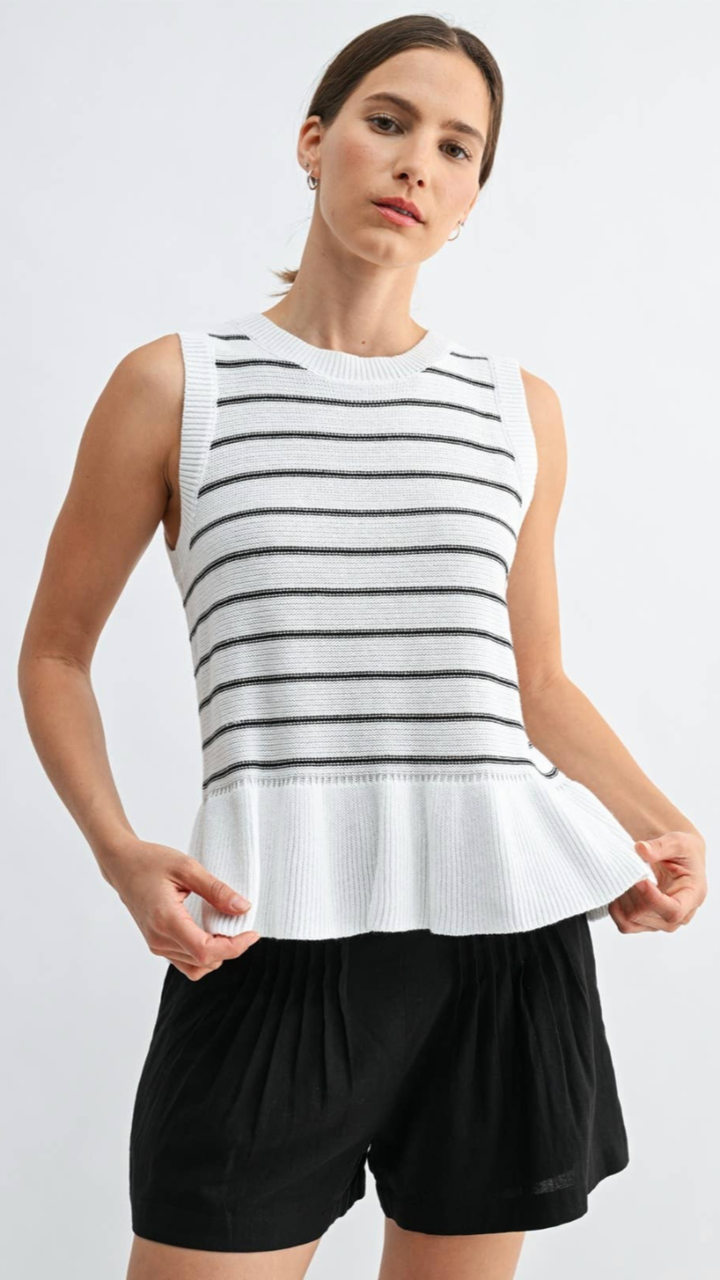 Striped Knitted Peplum Top