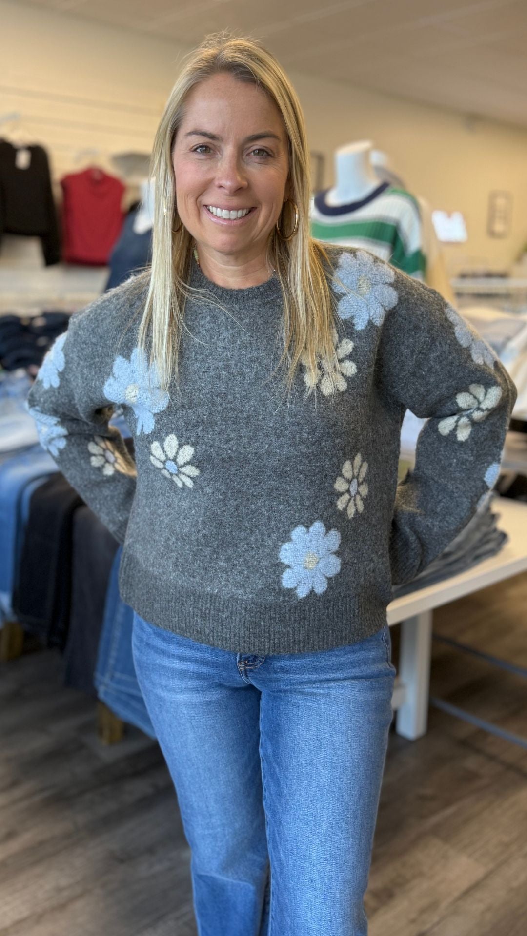 Flower Motif Sweater