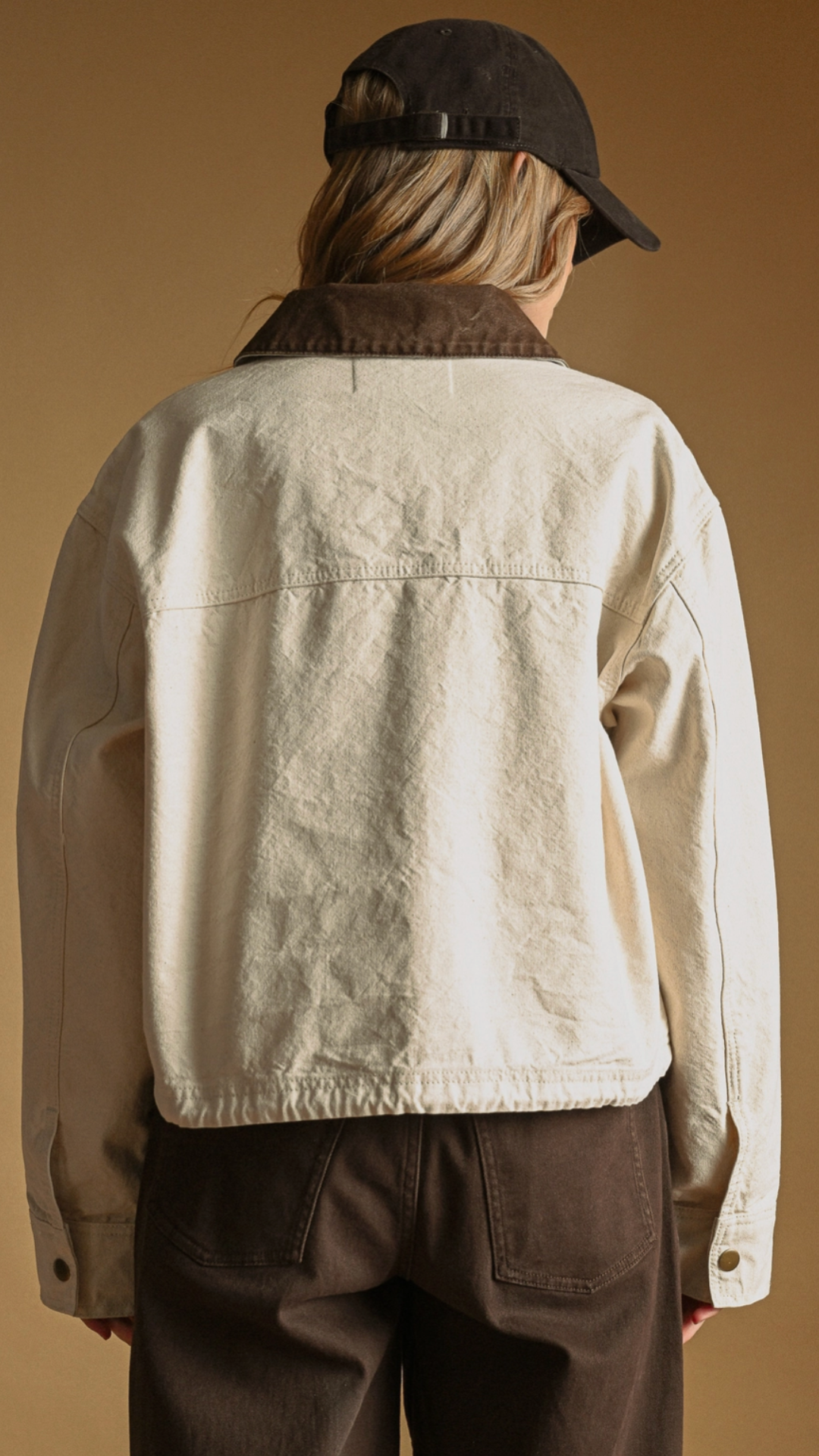 Ecru Collar Contrasted Utility Jacket