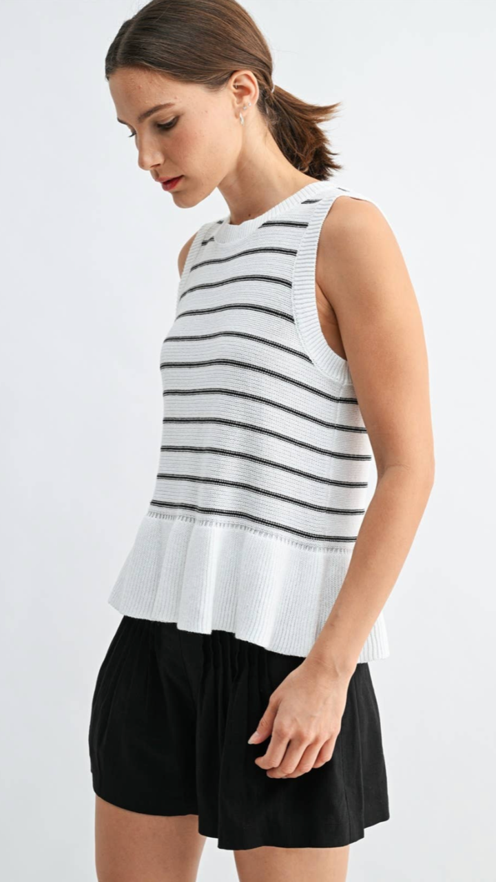 Striped Knitted Peplum Top