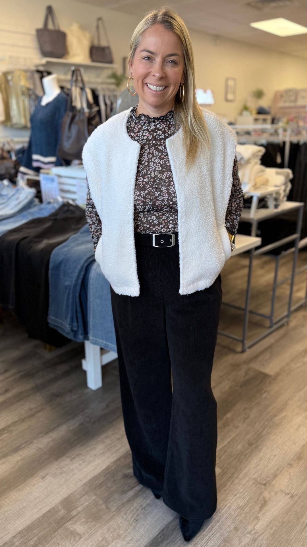 Black Belted Wide Leg Pants