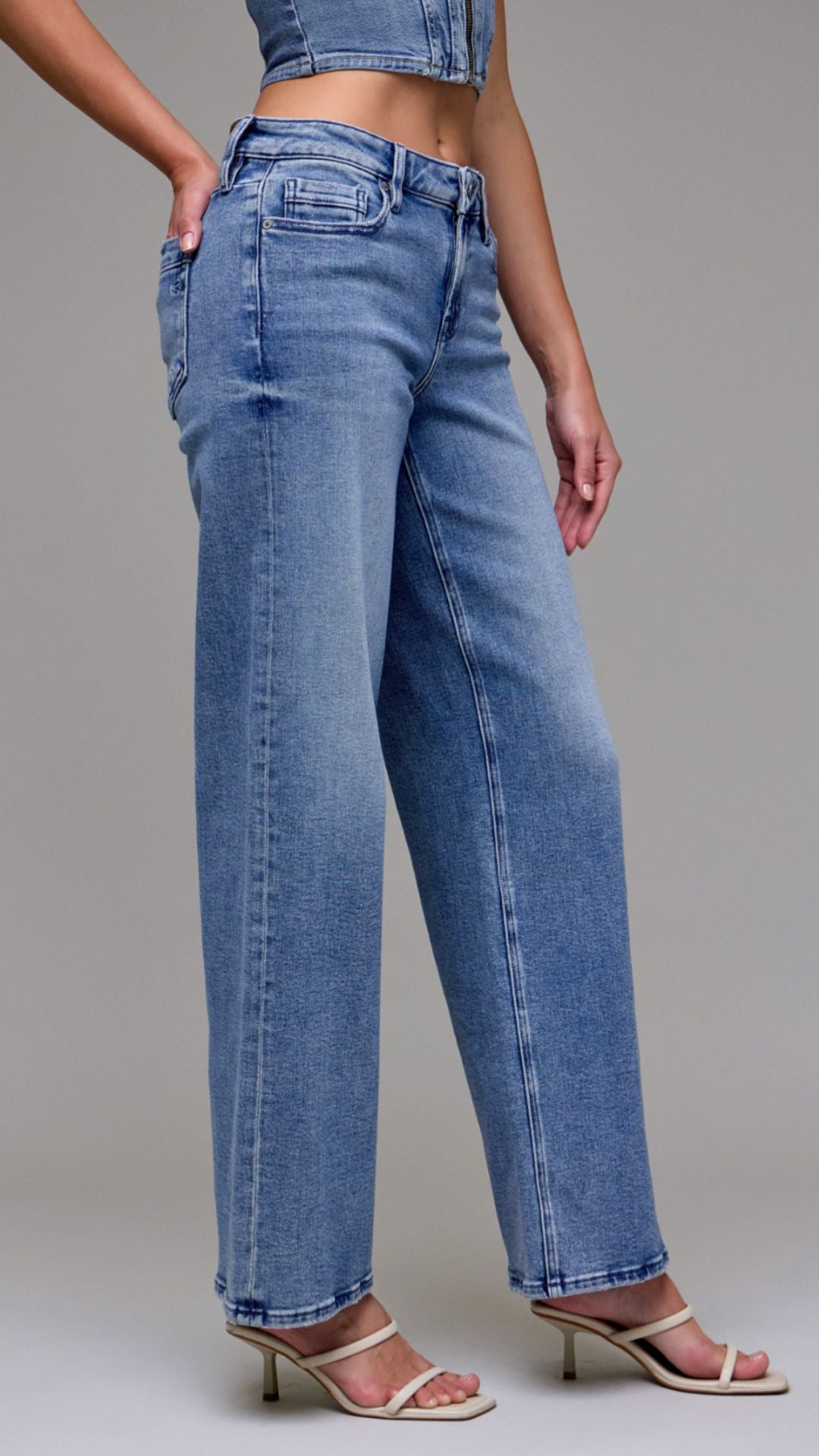 Mid Rise Medium Wash Full Length Dad Jeans