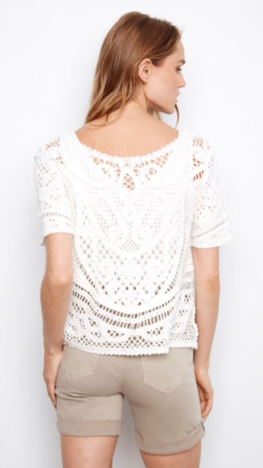 White Reversible Short Sleeve Crochet Top