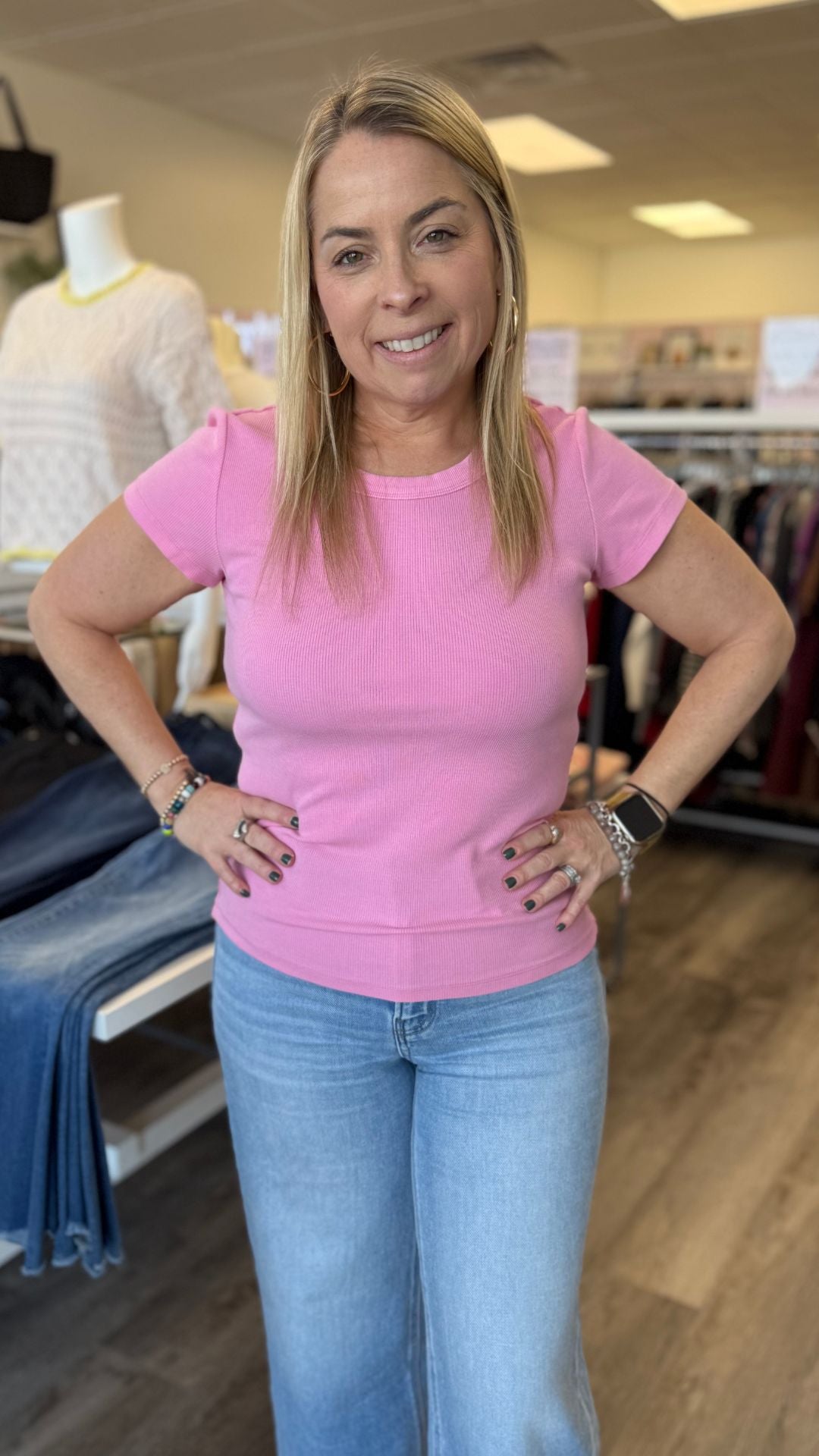 Candy Tencel Ribbed Crew Neck Tee