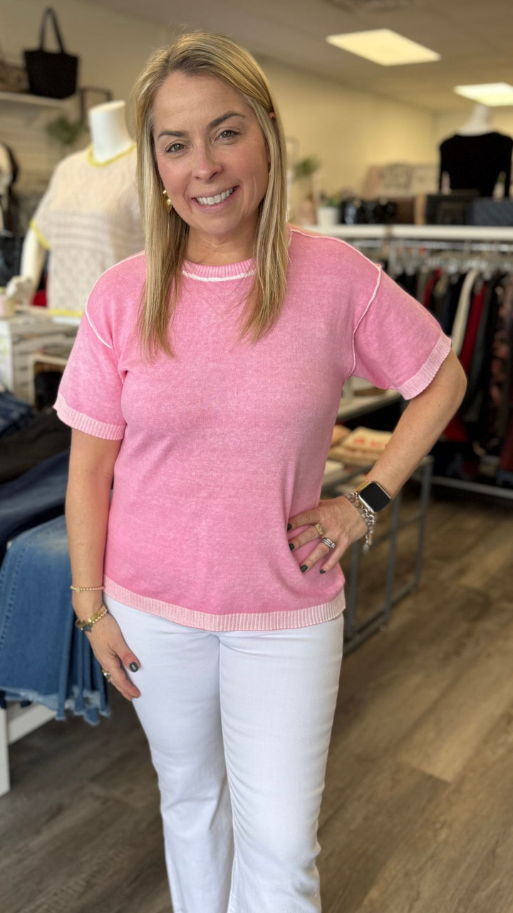Candy Pink Reverse Print Top