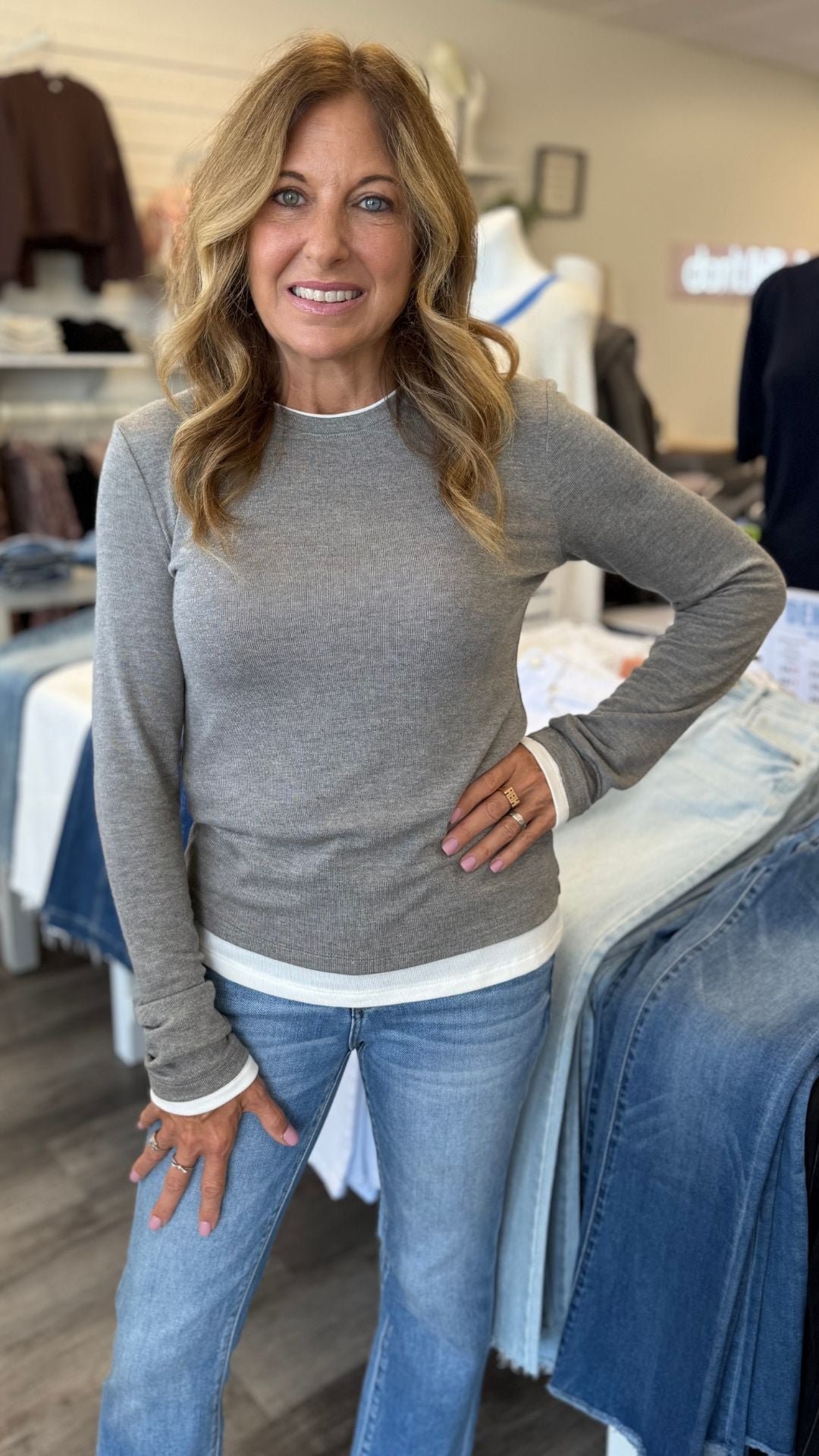 Gray Double Layer Long Sleeve