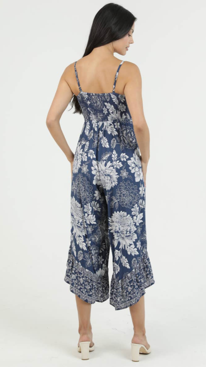 Navy V Neck Jumpsuit