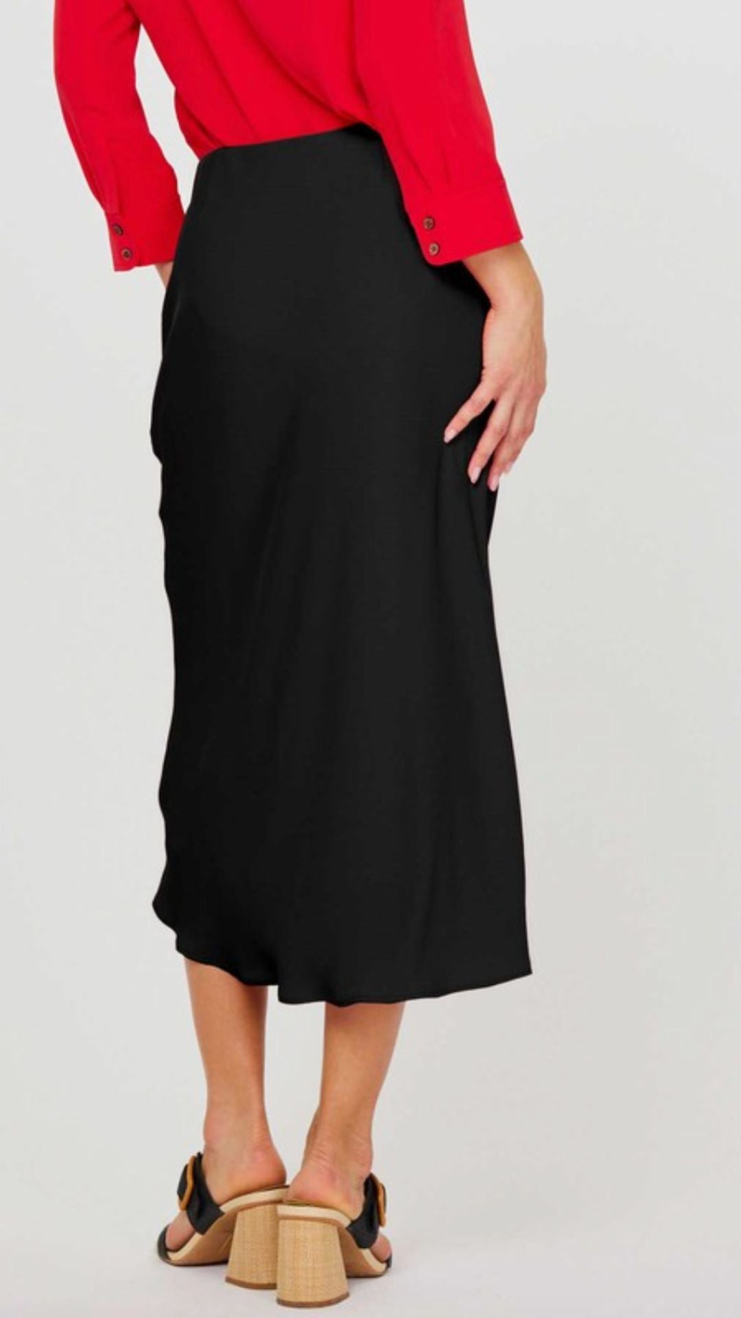 Black Slip Midi Skirt