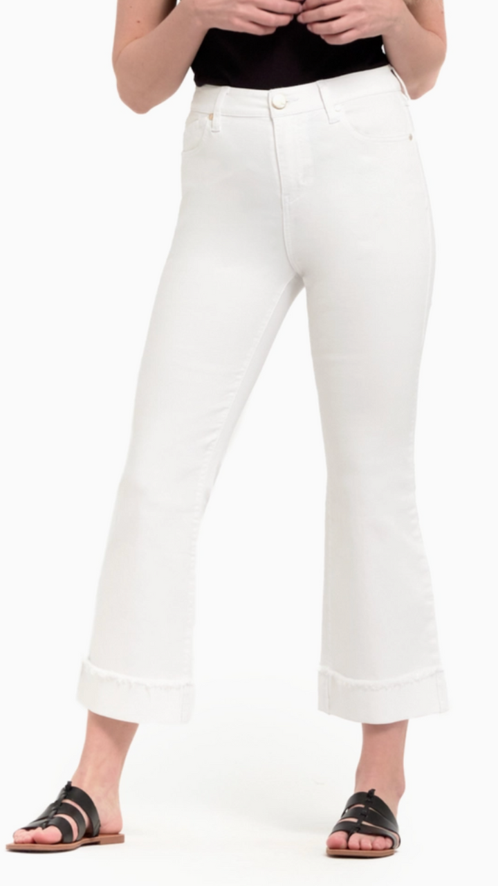 White High Rise Cuffed Demi Boot Jeans