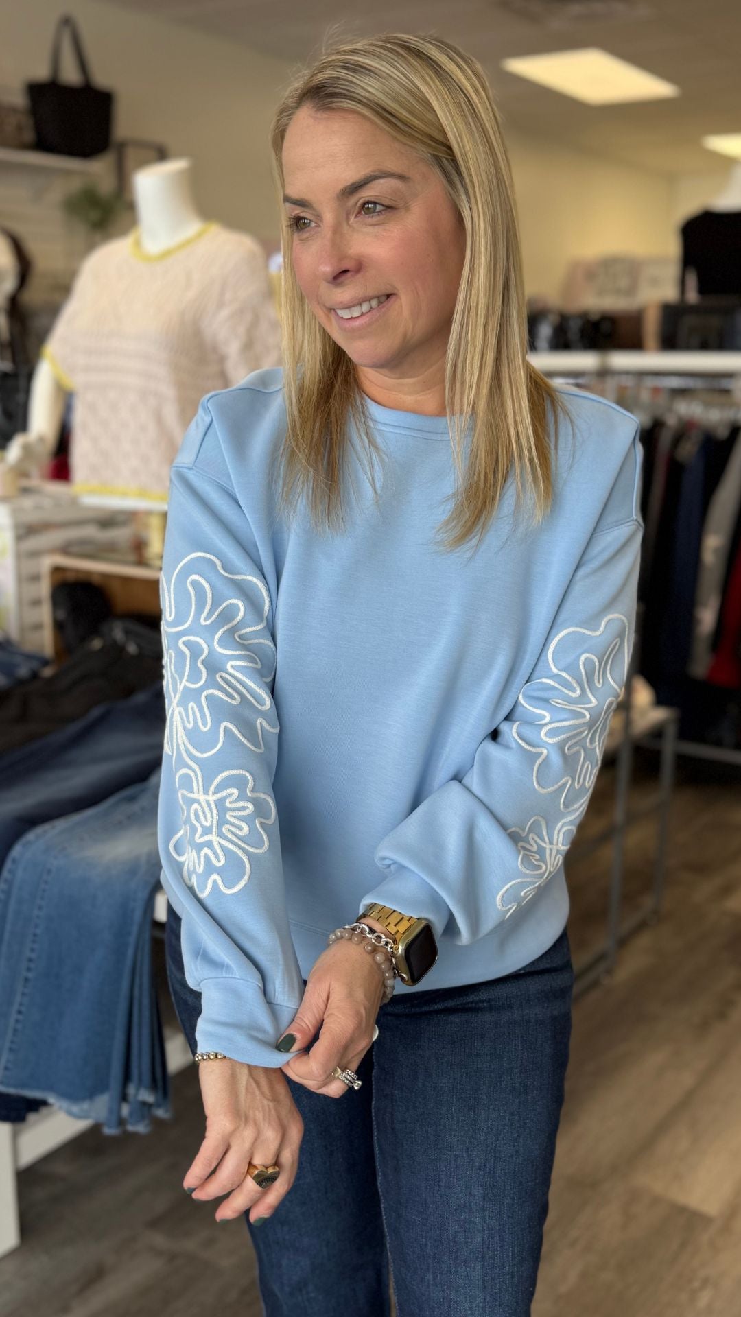 Scuba Long Sleeve Top With Soutache Detail