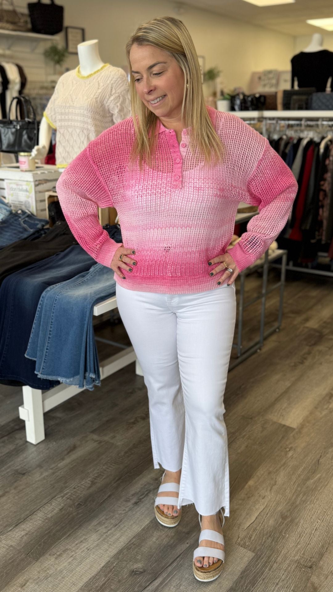 High Rise White Step Hem Cropped Flare Jeans