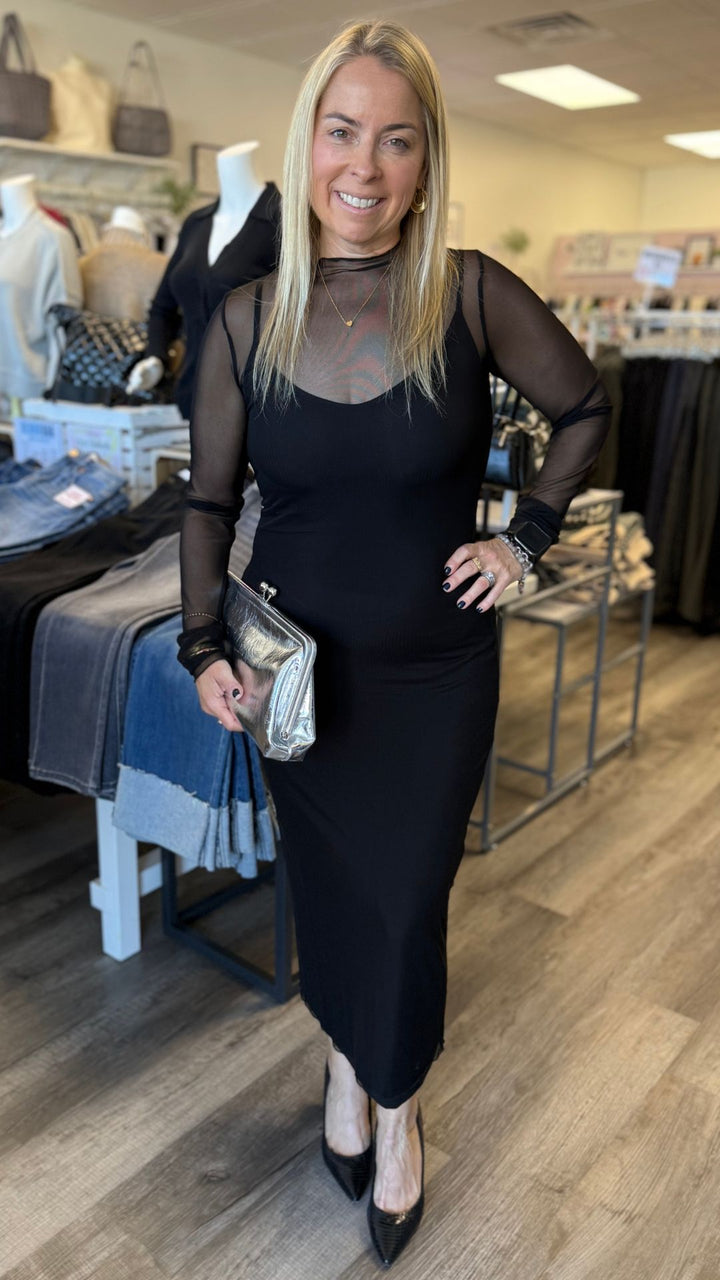 Black Layered Mesh Dress