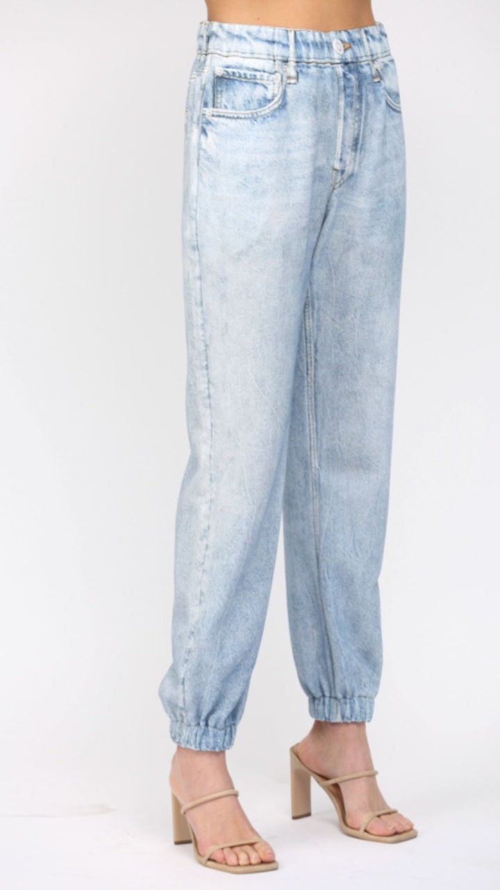 Denim Print Jogger French Terry Pants
