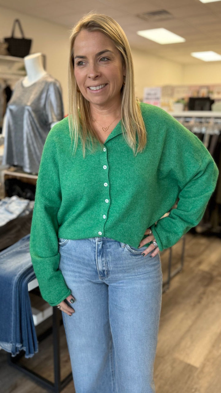 Kelly Green Piper Sweater Cardigan