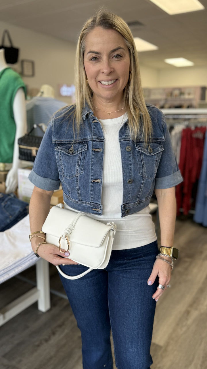 White Tencel Ribbed Crew Neck Tee