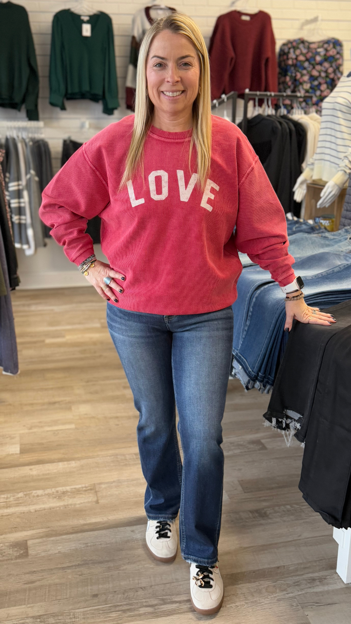 High Rise Dark Wash Tummy Control High Crop Straight Jeans