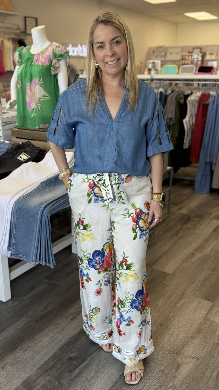Floral And Fruit Printed Pants
