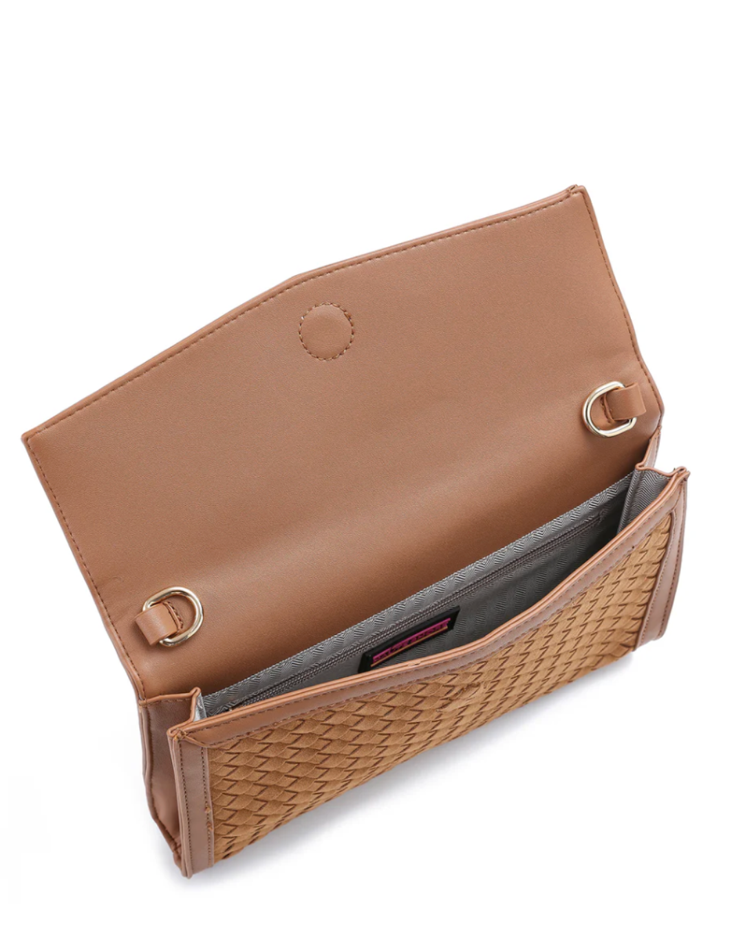 Beth Saddle Suede Woven Clutch