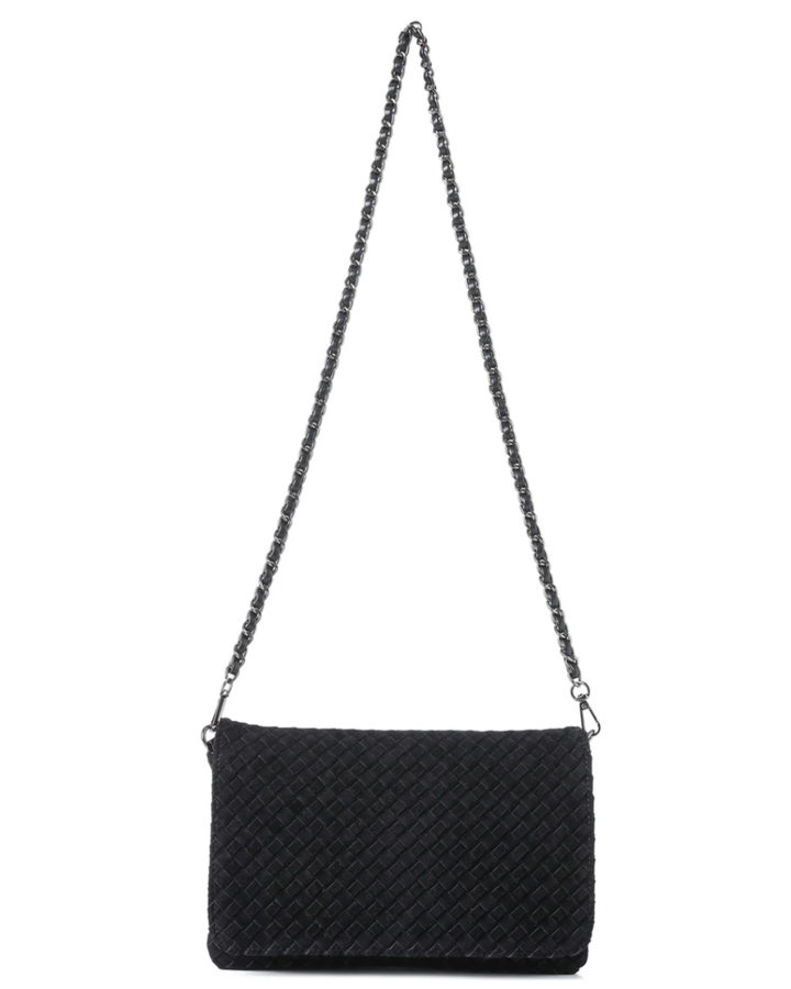 Lexi Black Woven Suede Crossbody