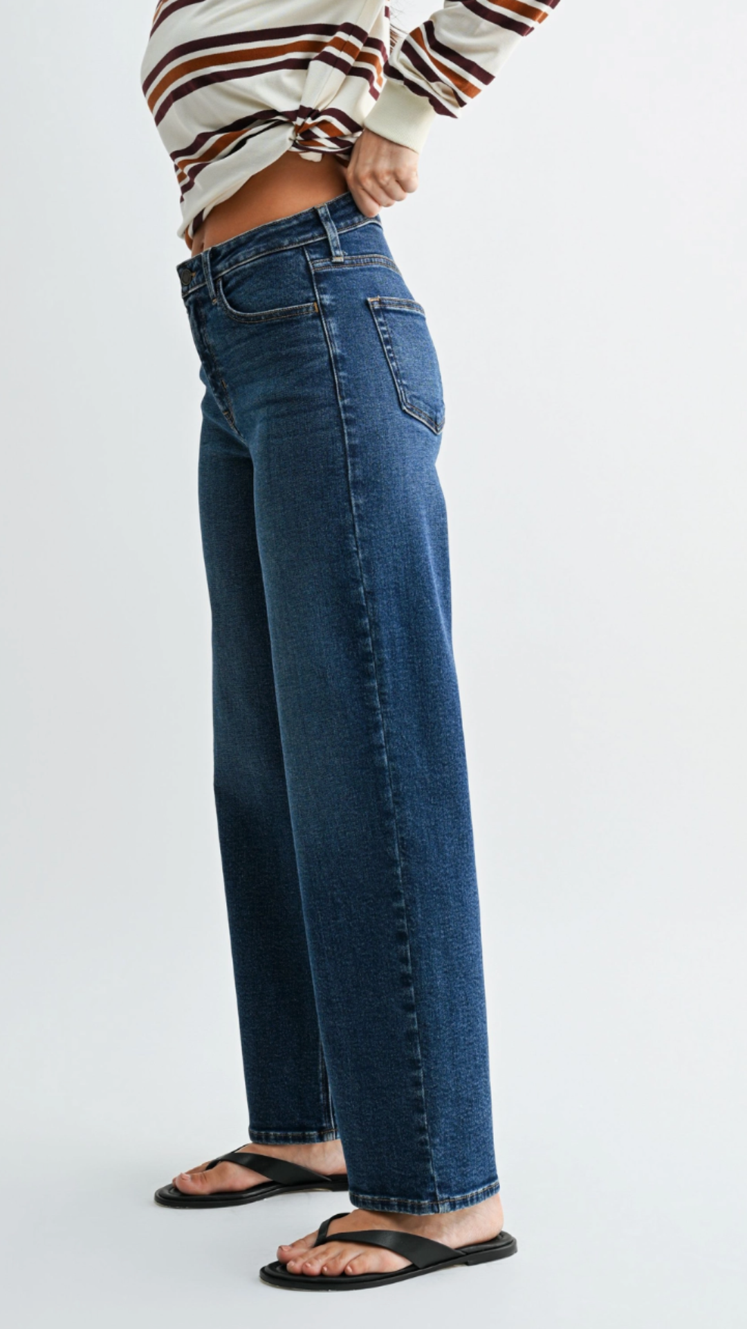 Mid Rise Dark Wash Classic Straight Jeans