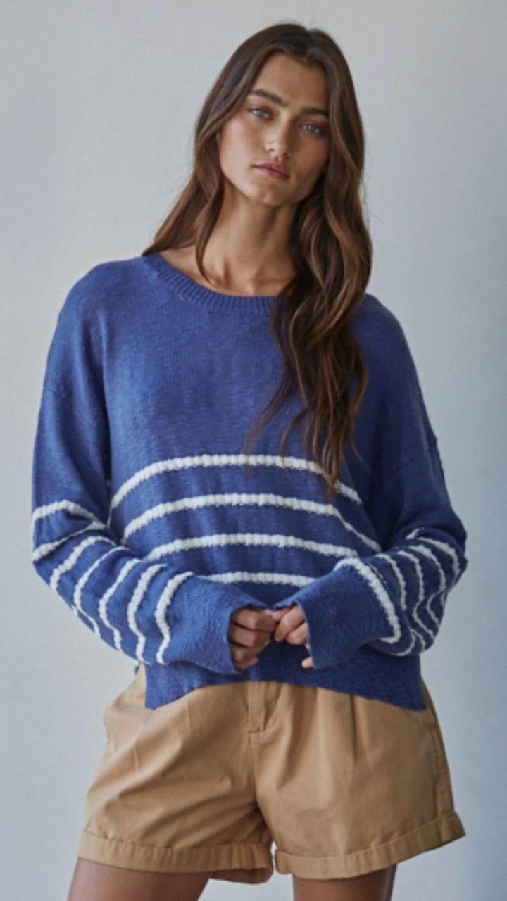 Navy Striped Saylor Knit Sweater