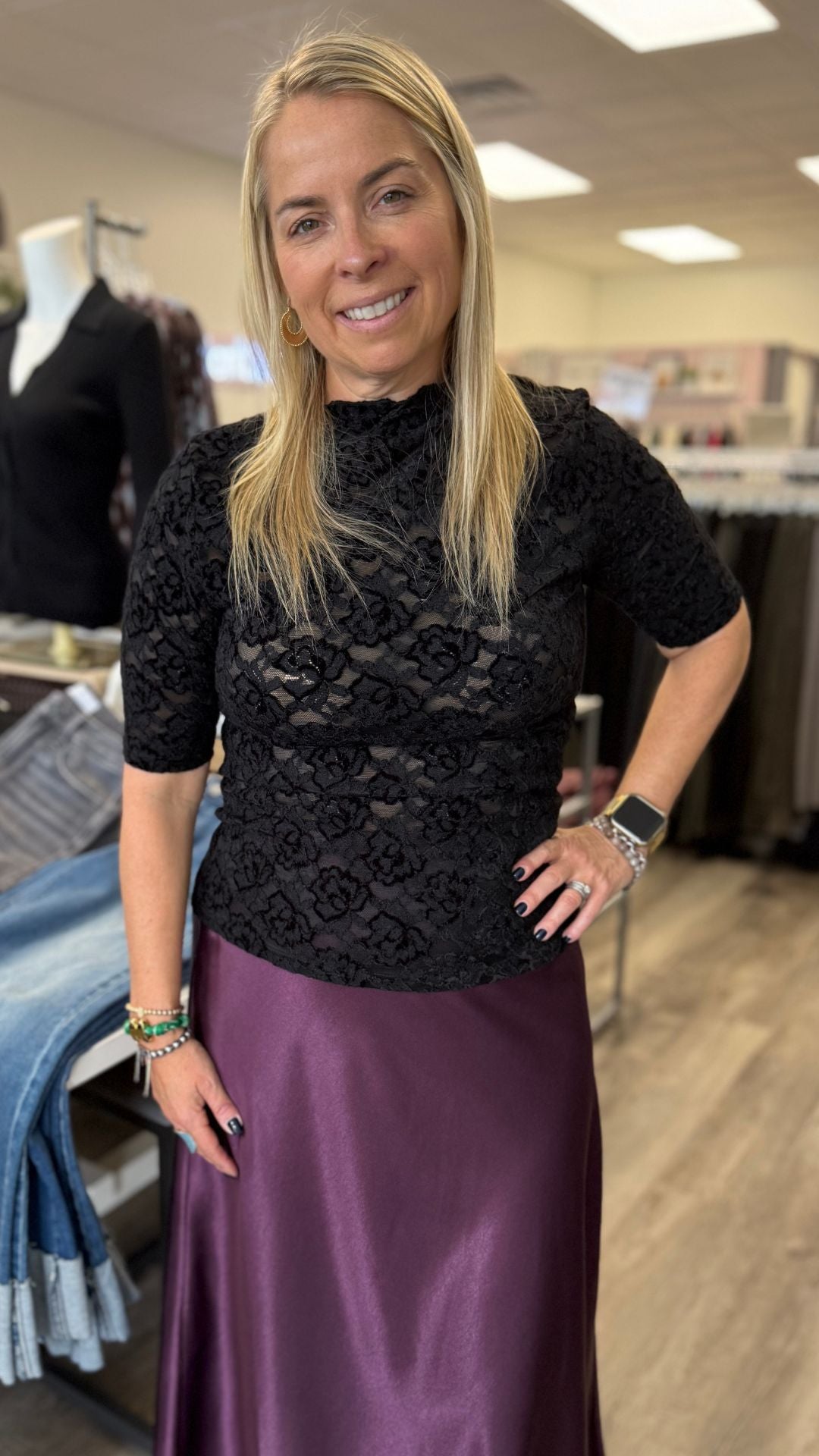 Black Lace Undersweater Top