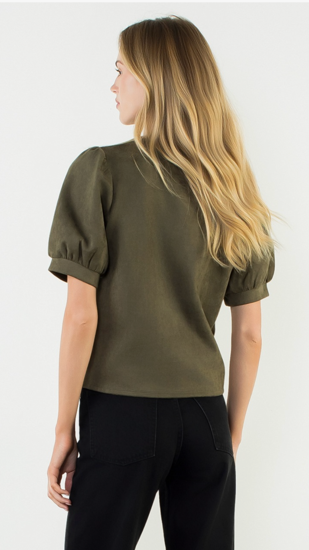 Olive Suede Twist Top