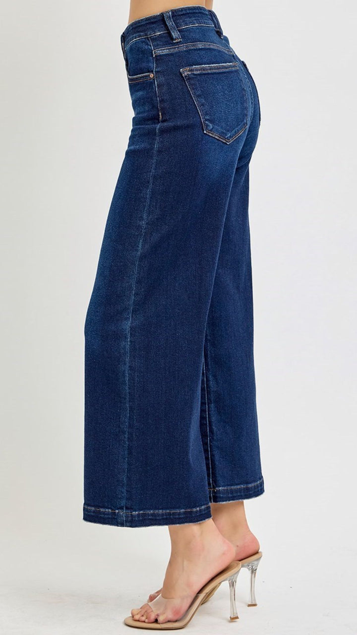 High Rise Dark Wash Wide Leg Jeans