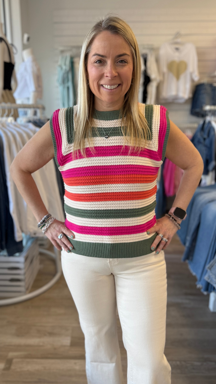 Sleeveless Multi Color Knit Top