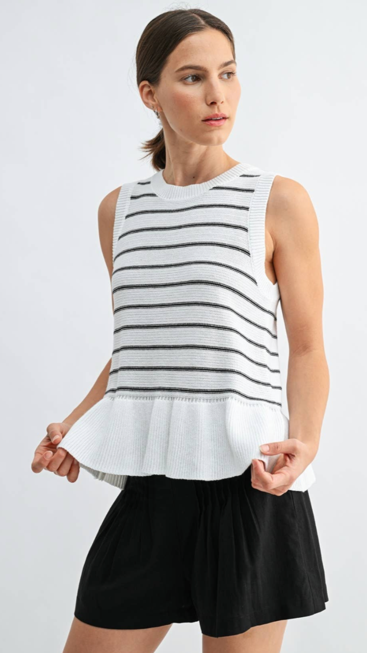 Striped Knitted Peplum Top