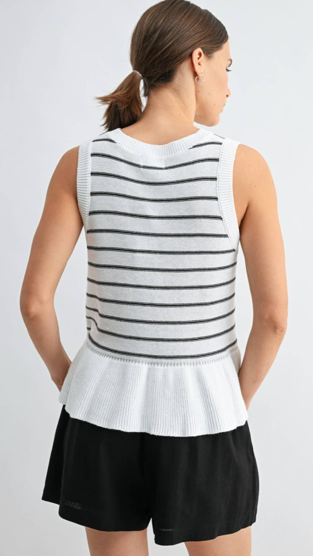 Striped Knitted Peplum Top