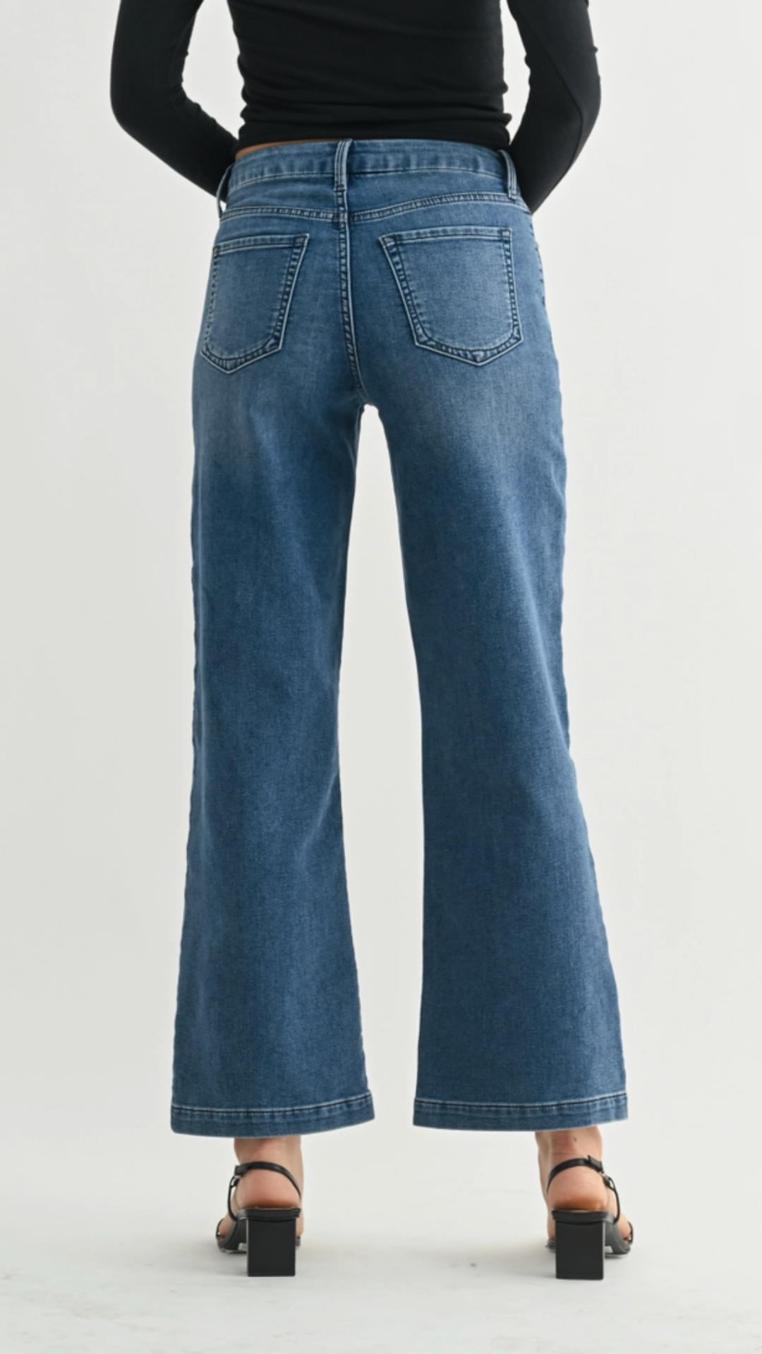 Mid Rise Dark Wash Slim Wide Sweat Jeans