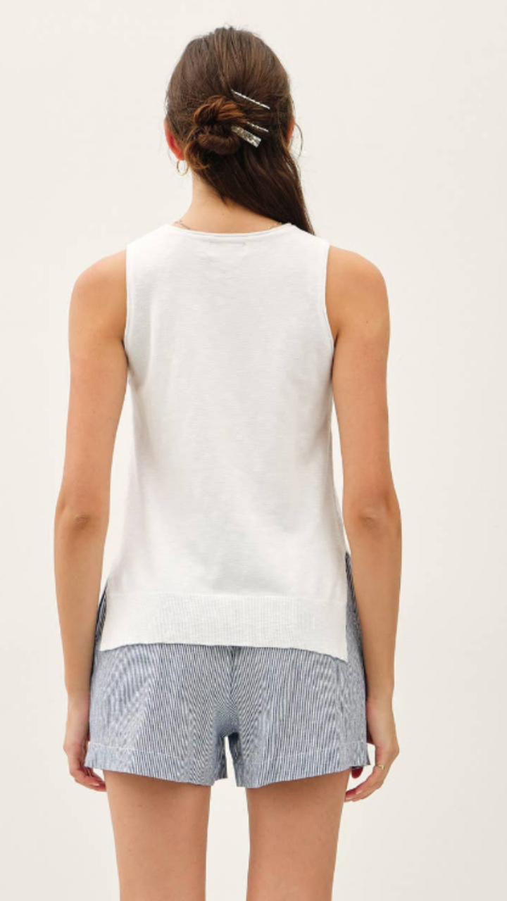 Classic Pullover Raw Seam Detail Knit Tank