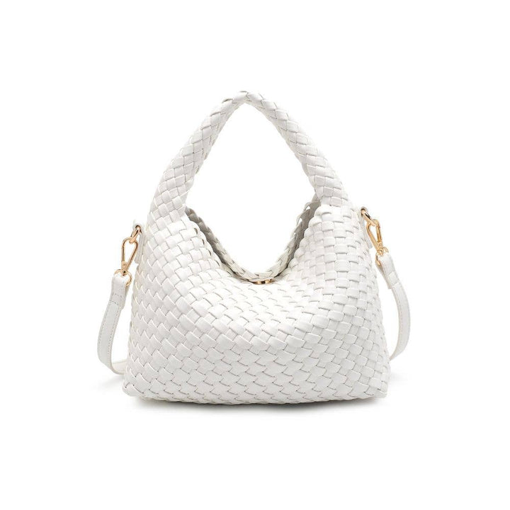 White Woven Vegan Leather Crossbody